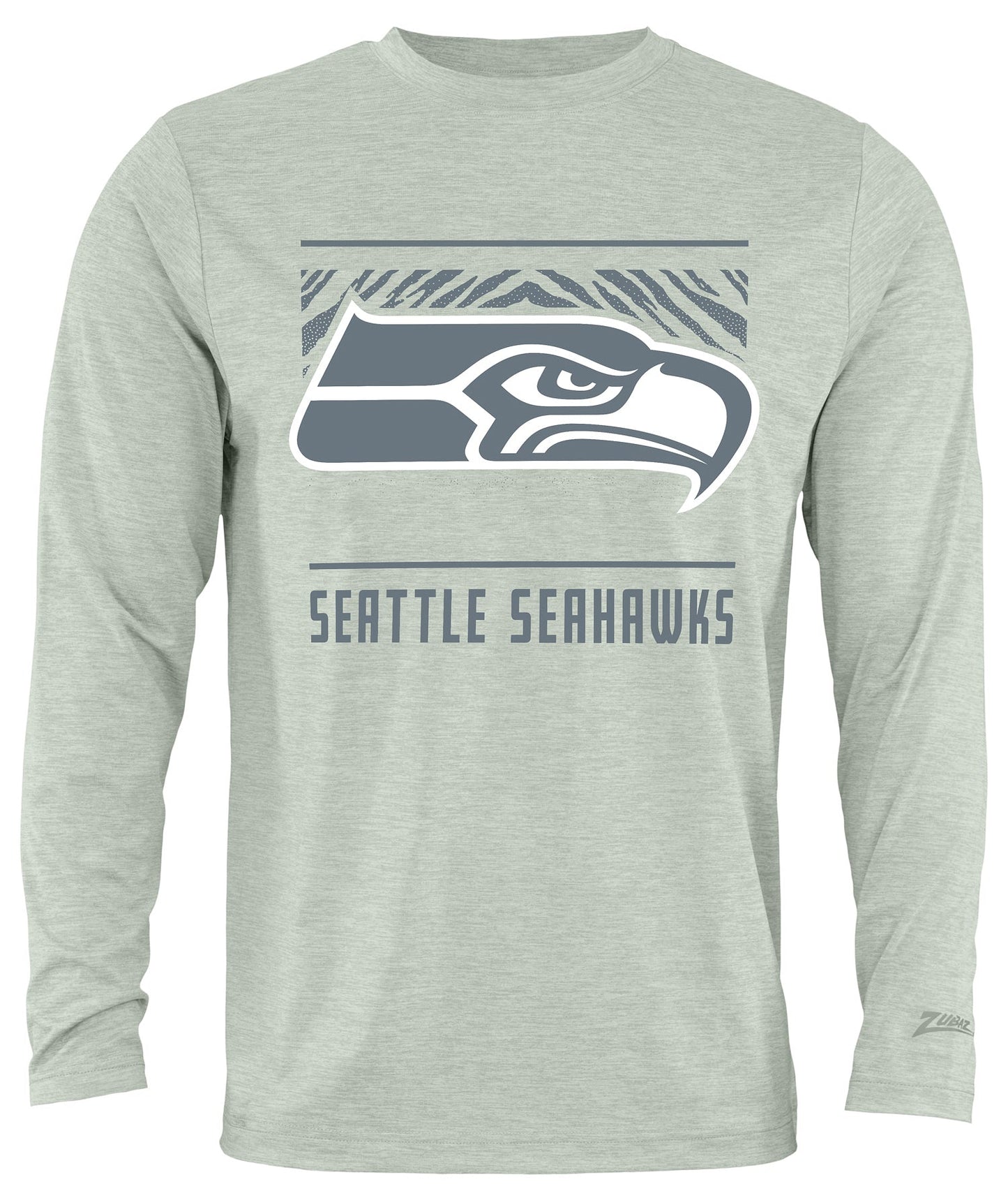 Zubaz NFL Men's Heather Gray Tunnel Tonal Long Sleeve T-Shirt, Seattle Seahawks