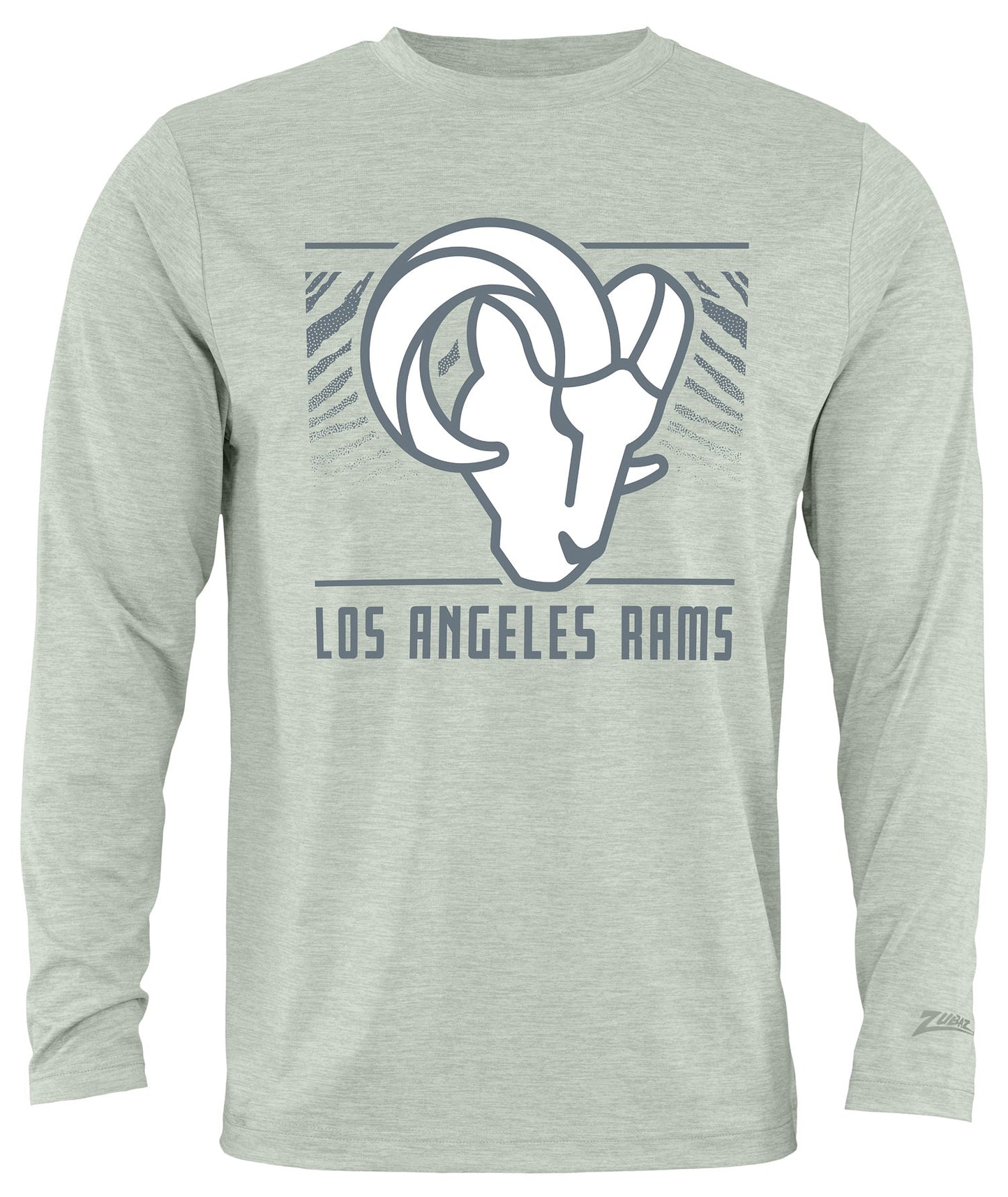 Zubaz NFL Men's Heather Gray Tunnel Tonal Long Sleeve T-Shirt, Los Angeles Rams