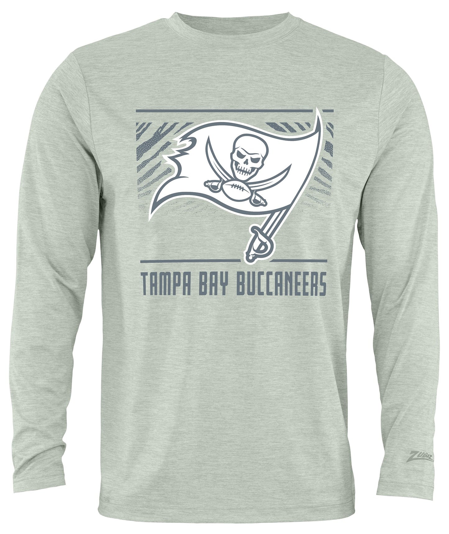 Zubaz NFL Men's Heather Gray Tunnel Tonal Long Sleeve T-Shirt, Tampa Bay Buccaneers