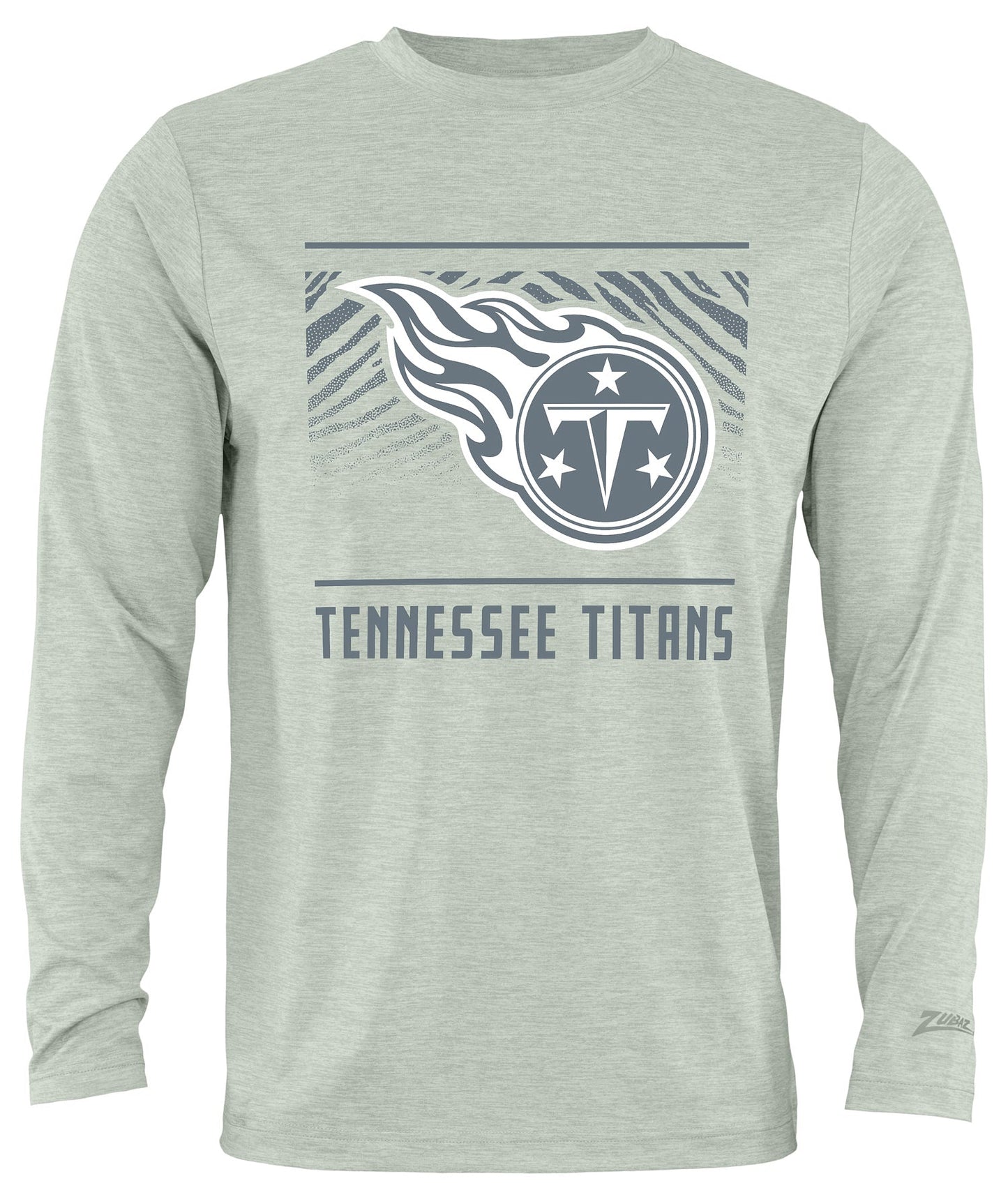 Zubaz NFL Men's Heather Gray Tunnel Tonal Long Sleeve T-Shirt, Tennessee Titans