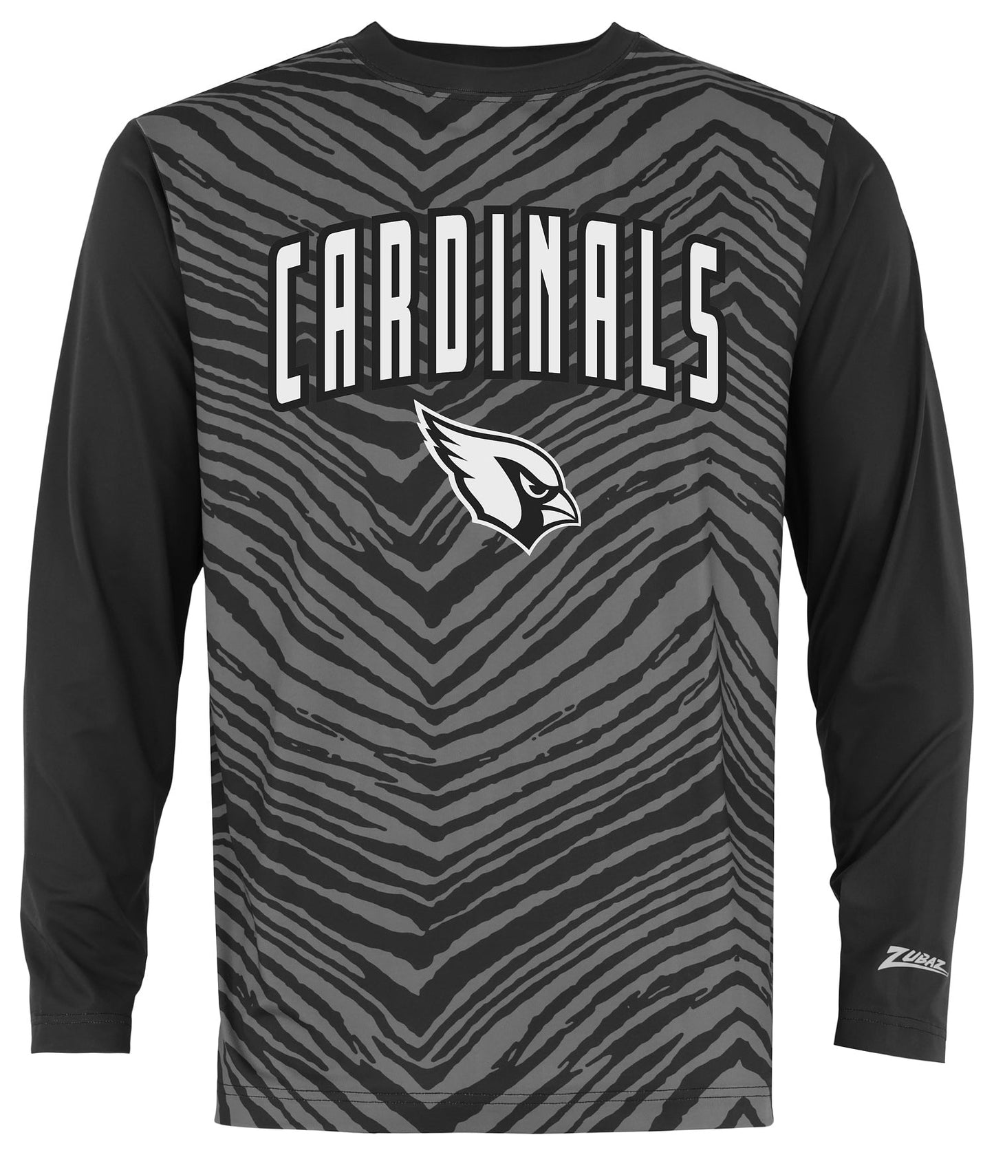 Zubaz NFL Men's Zebra Fade Black Tonal Long Sleeve T-Shirt, Arizona Cardinals