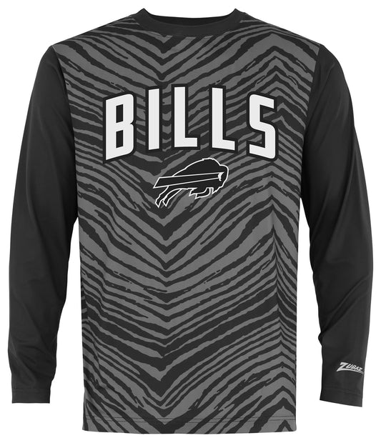 Zubaz NFL Men's Zebra Fade Black Tonal Long Sleeve T-Shirt, Buffalo Bills