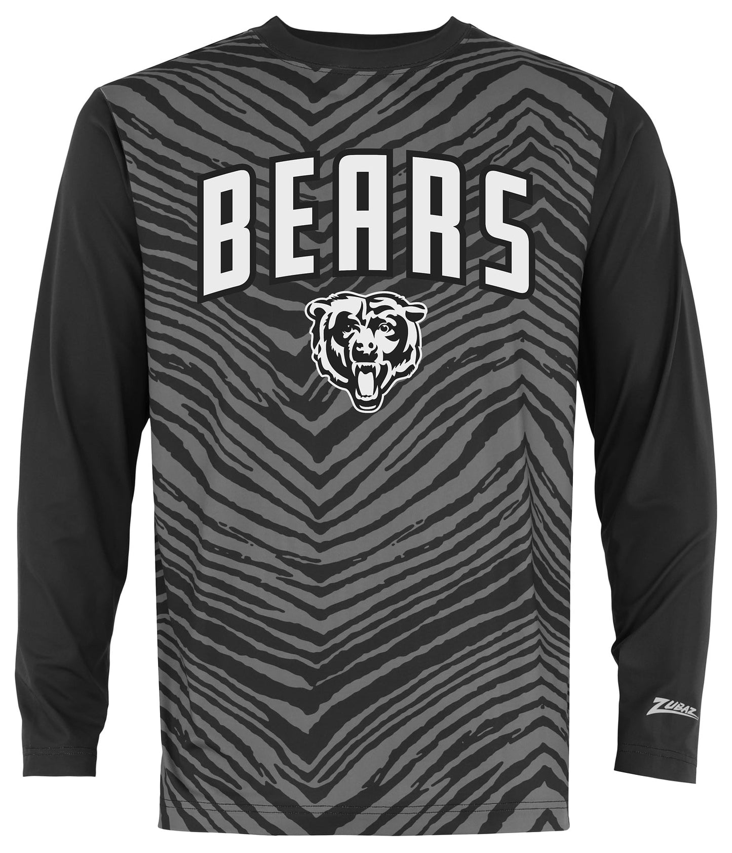 Zubaz NFL Men's Zebra Fade Black Tonal Long Sleeve T-Shirt, Chicago Bears
