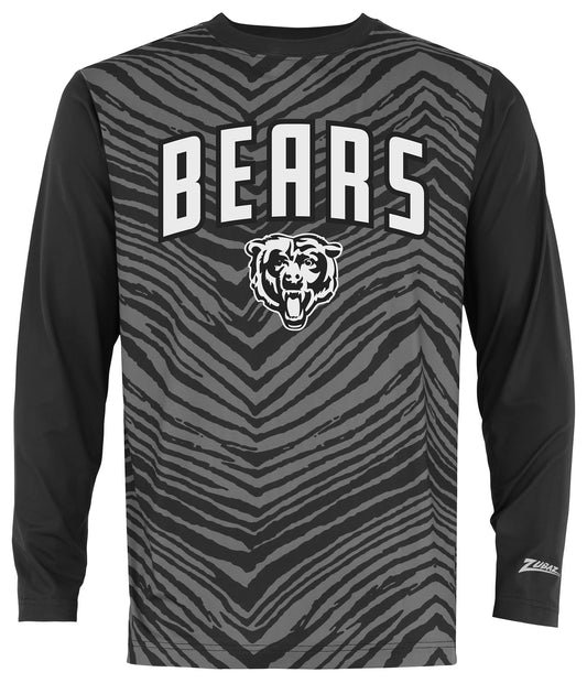 Zubaz NFL Men's Zebra Fade Black Tonal Long Sleeve T-Shirt, Chicago Bears