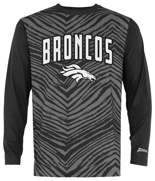 Zubaz NFL Men's Zebra Fade Black Tonal Long Sleeve T-Shirt, Denver Broncos