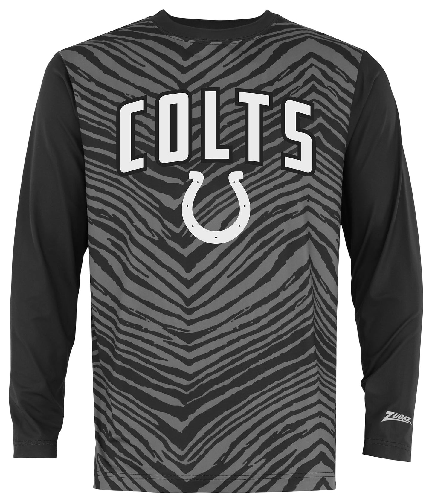Zubaz NFL Men's Zebra Fade Black Tonal Long Sleeve T-Shirt, Indianapolis Colts