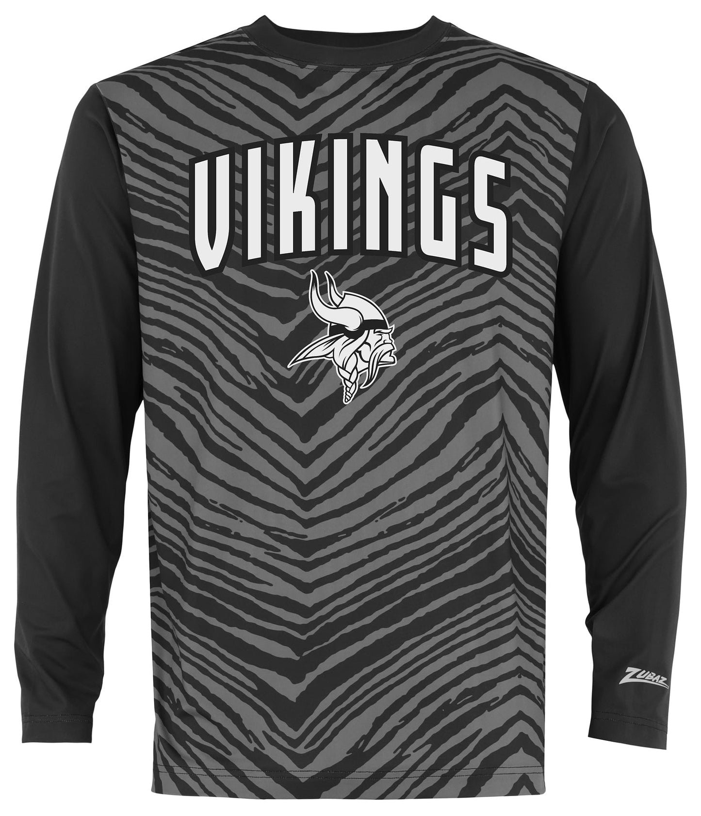 Zubaz NFL Men's Zebra Fade Black Tonal Long Sleeve T-Shirt, Minnesota Vikings