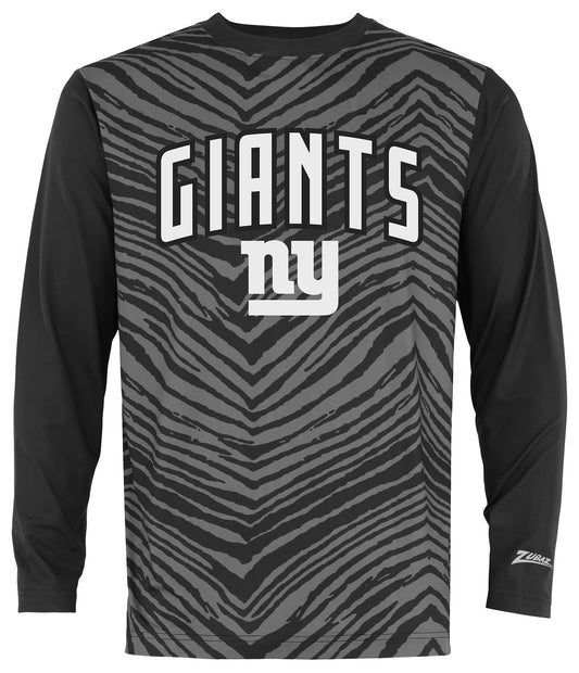 Zubaz NFL Men's Zebra Fade Black Tonal Long Sleeve T-Shirt, New York Giants