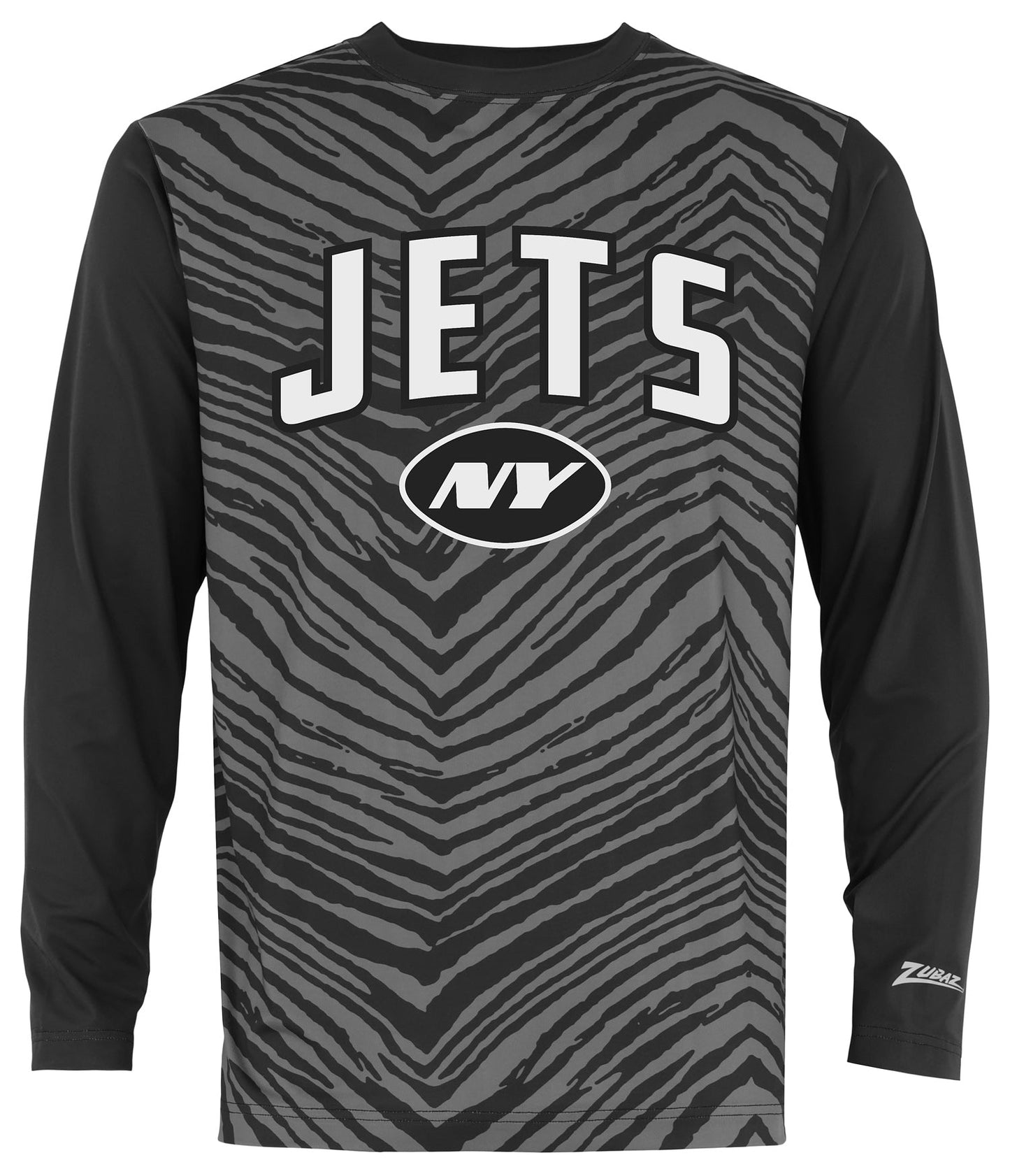 Zubaz NFL Men's Zebra Fade Black Tonal Long Sleeve T-Shirt, New York Jets