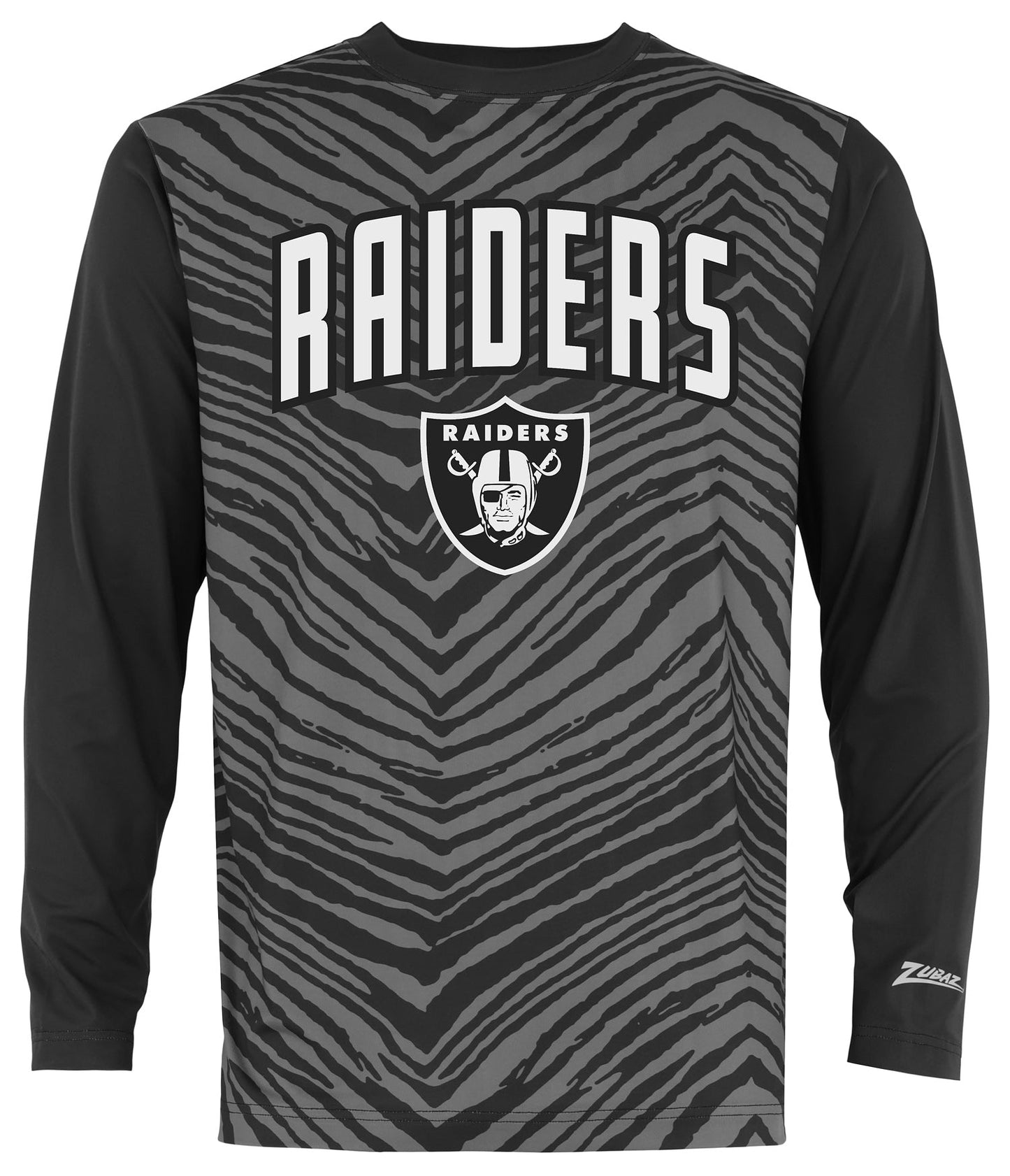 Zubaz NFL Men's Zebra Fade Black Tonal Long Sleeve T-Shirt, Las Vegas Raiders