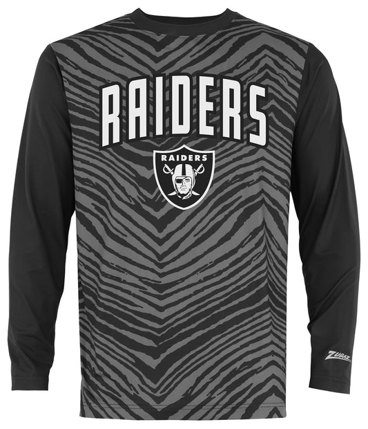 Zubaz NFL Men's Zebra Fade Black Tonal Long Sleeve T-Shirt, Las Vegas Raiders