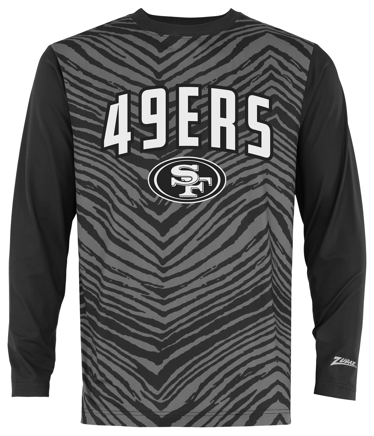 Zubaz NFL Men's Zebra Fade Black Tonal Long Sleeve T-Shirt, San Francisco 49ers