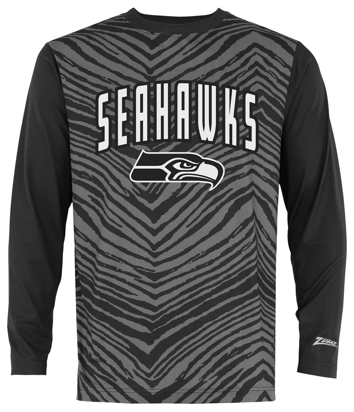 Zubaz NFL Men's Zebra Fade Black Tonal Long Sleeve T-Shirt, Seattle Seahawks