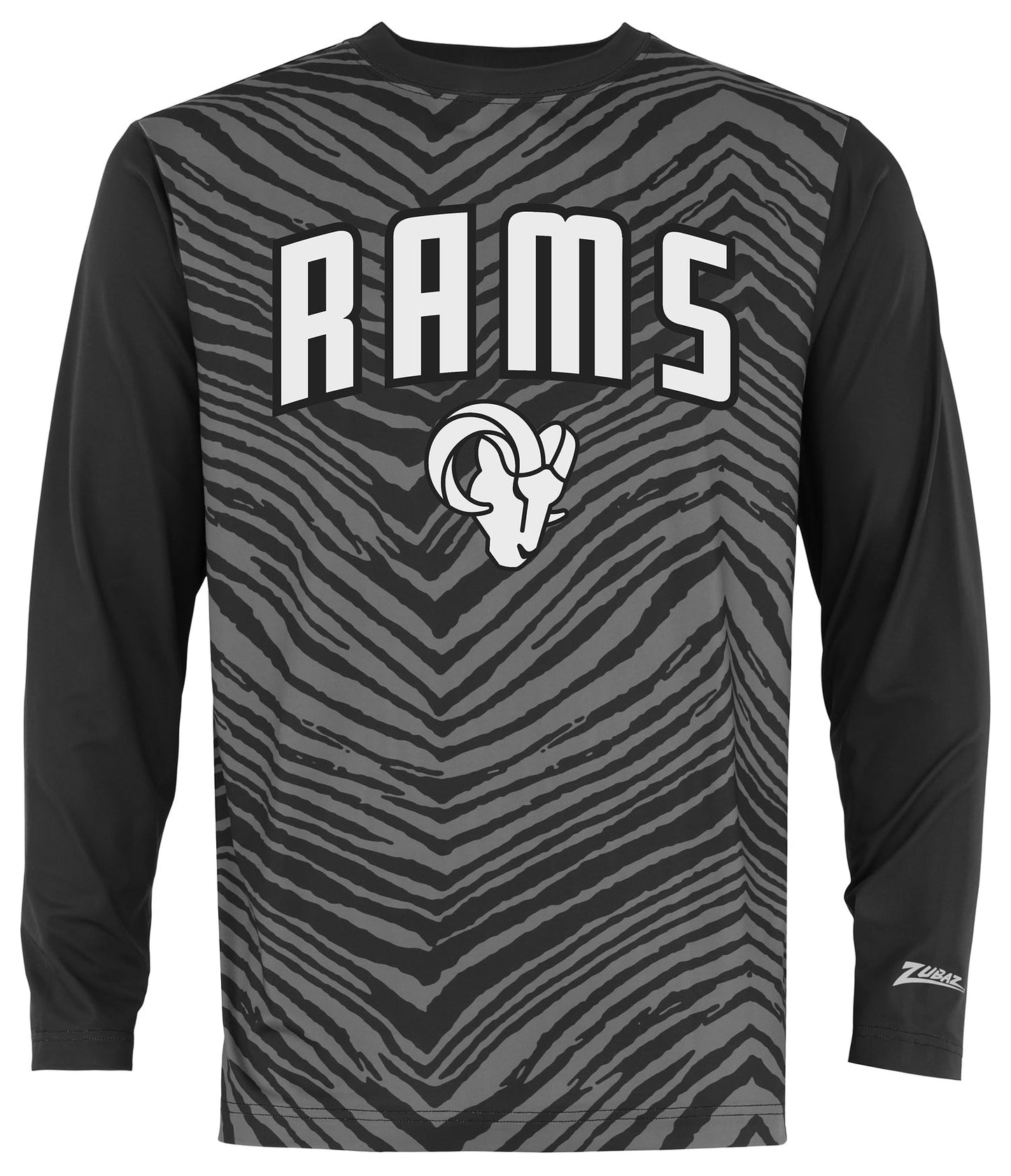 Zubaz NFL Men's Zebra Fade Black Tonal Long Sleeve T-Shirt, Los Angeles Rams