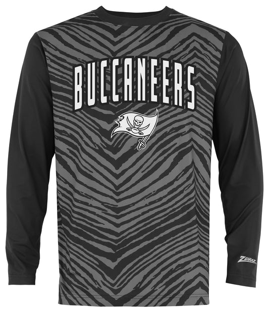Zubaz NFL Men's Zebra Fade Black Tonal Long Sleeve T-Shirt, Tampa Bay Buccaneers