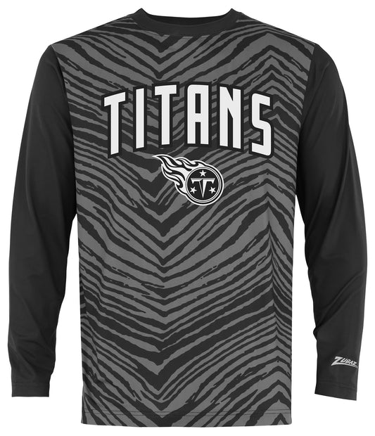 Zubaz NFL Men's Zebra Fade Black Tonal Long Sleeve T-Shirt, Tennessee Titans