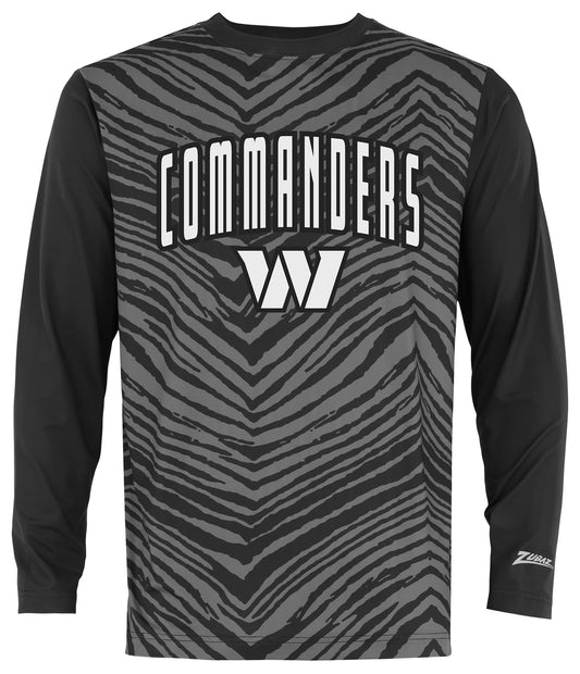 Zubaz NFL Men's Zebra Fade Black Tonal Long Sleeve T-Shirt, Washington Commanders