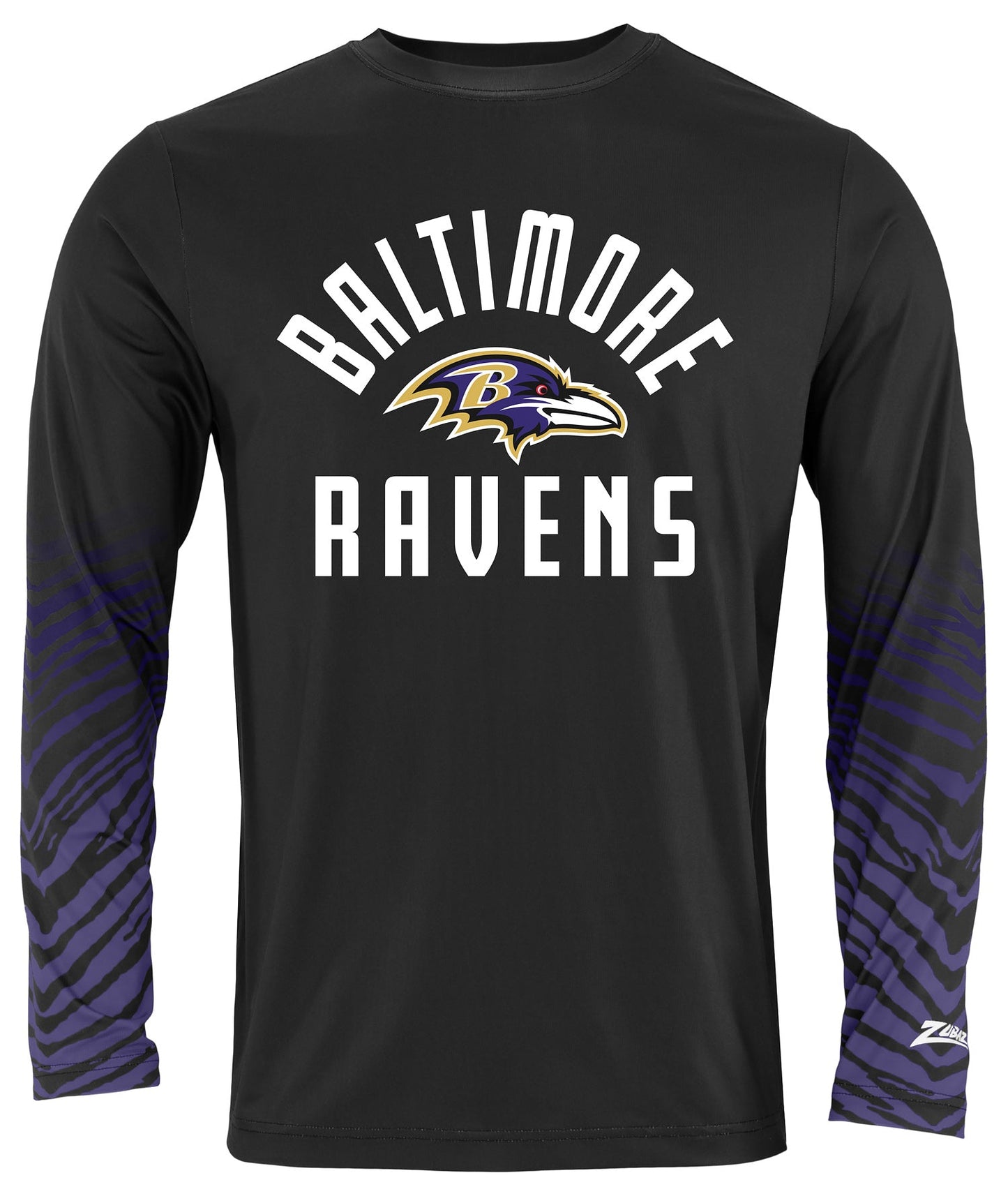Zubaz NFL Men's Team Color Zebra Fade Sleeves Long Sleeve T-Shirt, Baltimore Ravens
