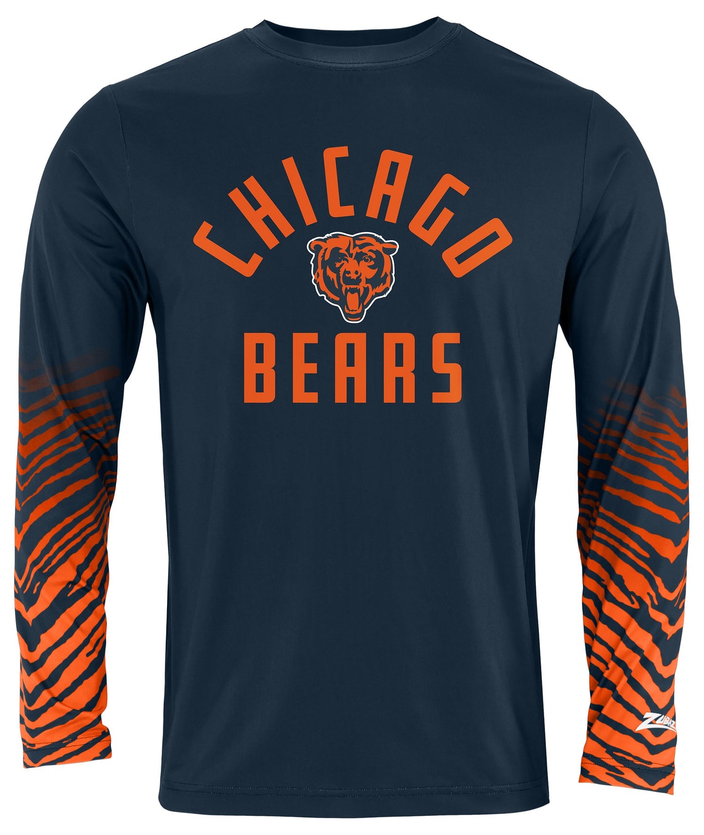 Zubaz NFL Men's Team Color Zebra Fade Sleeves Long Sleeve T-Shirt, Chicago Bears