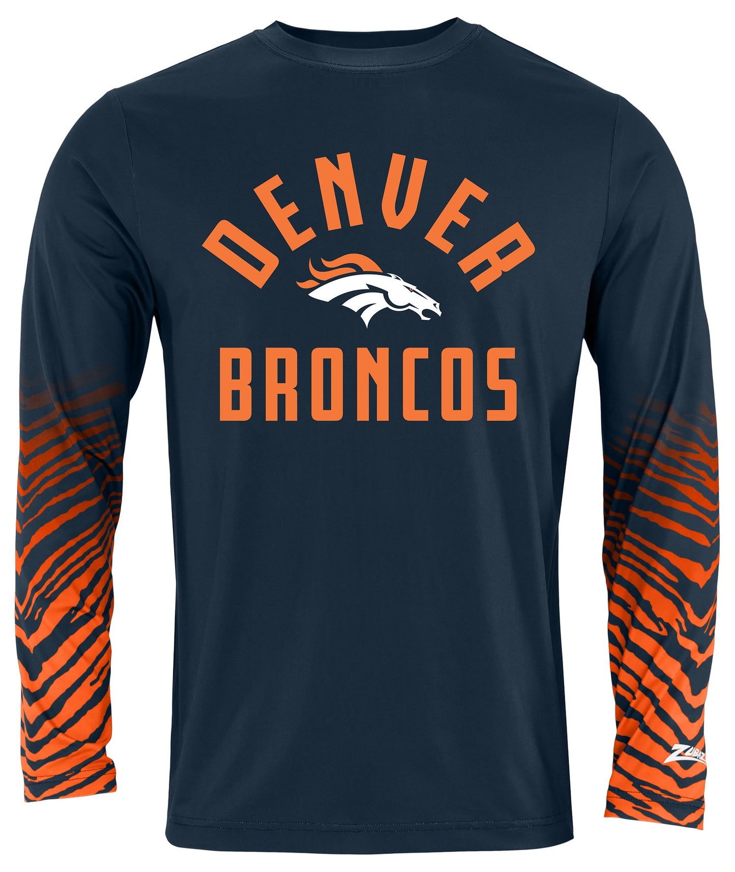 Zubaz NFL Men's Team Color Zebra Fade Sleeves Long Sleeve T-Shirt, Denver Broncos