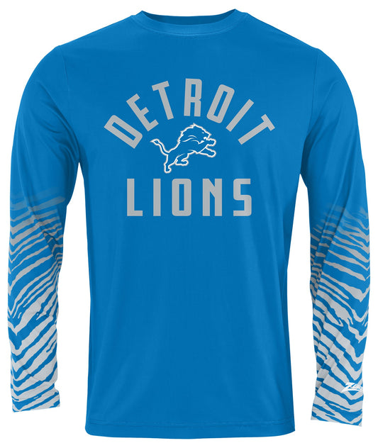 Zubaz NFL Men's Team Color Zebra Fade Sleeves Long Sleeve T-Shirt, Detroit Lions