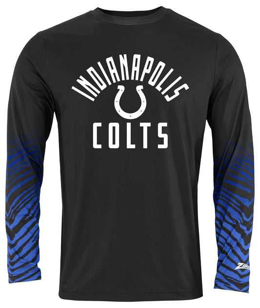 Zubaz NFL Men's Team Color Zebra Fade Sleeves Long Sleeve T-Shirt, Indianapolis Colts