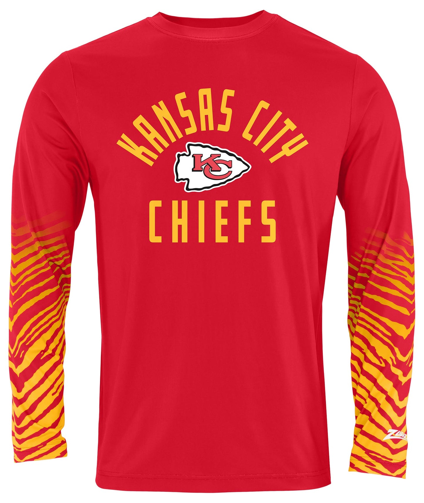 Zubaz NFL Men's Team Color Zebra Fade Sleeves Long Sleeve T-Shirt, Kansas City Chiefs