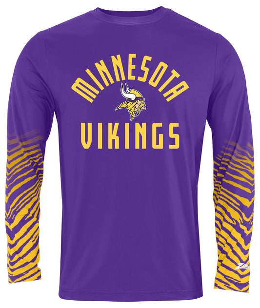 Zubaz NFL Men's Team Color Zebra Fade Sleeves Long Sleeve T-Shirt, Minnesota Vikings