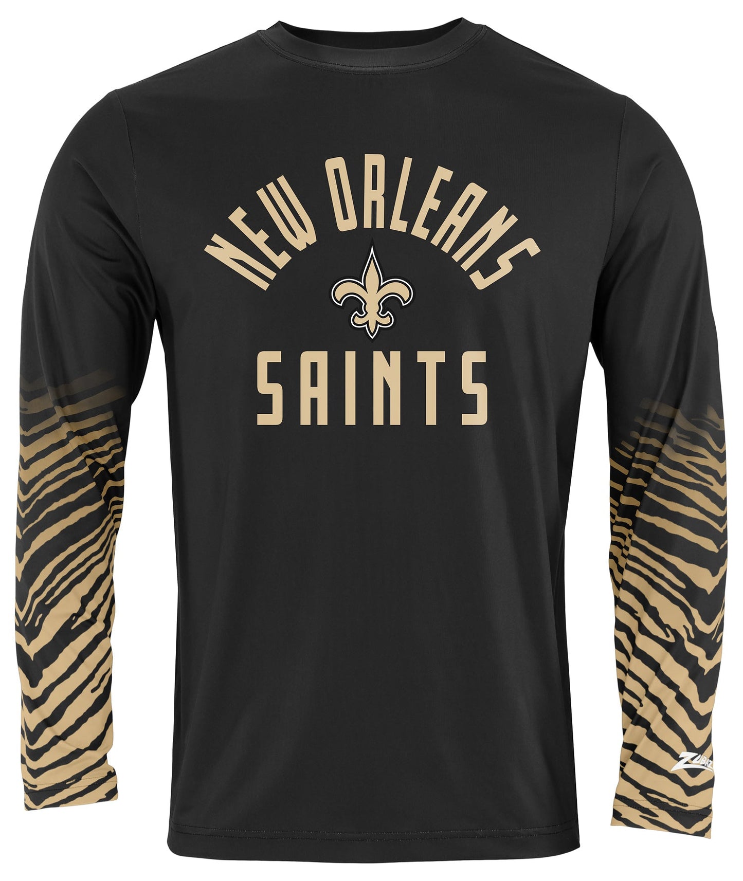 Zubaz NFL Men's Team Color Zebra Fade Sleeves Long Sleeve T-Shirt, New Orleans Saints