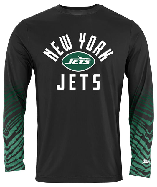 Zubaz NFL Men's Team Color Zebra Fade Sleeves Long Sleeve T-Shirt, New York Jets