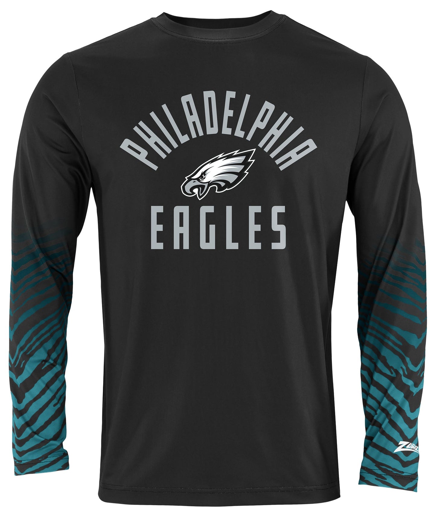 Zubaz NFL Men's Team Color Zebra Fade Sleeves Long Sleeve T-Shirt, Philadelphia Eagles