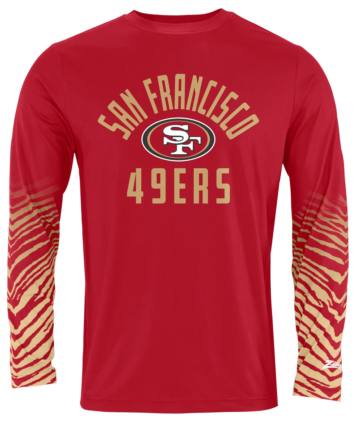 Zubaz NFL Men's Team Color Zebra Fade Sleeves Long Sleeve T-Shirt, San Francisco 49ers