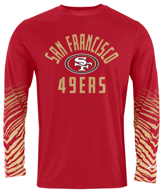 Zubaz NFL Men's Team Color Zebra Fade Sleeves Long Sleeve T-Shirt, San Francisco 49ers