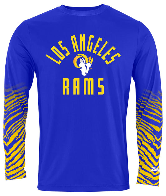 Zubaz NFL Men's Team Color Zebra Fade Sleeves Long Sleeve T-Shirt, Los Angeles Rams