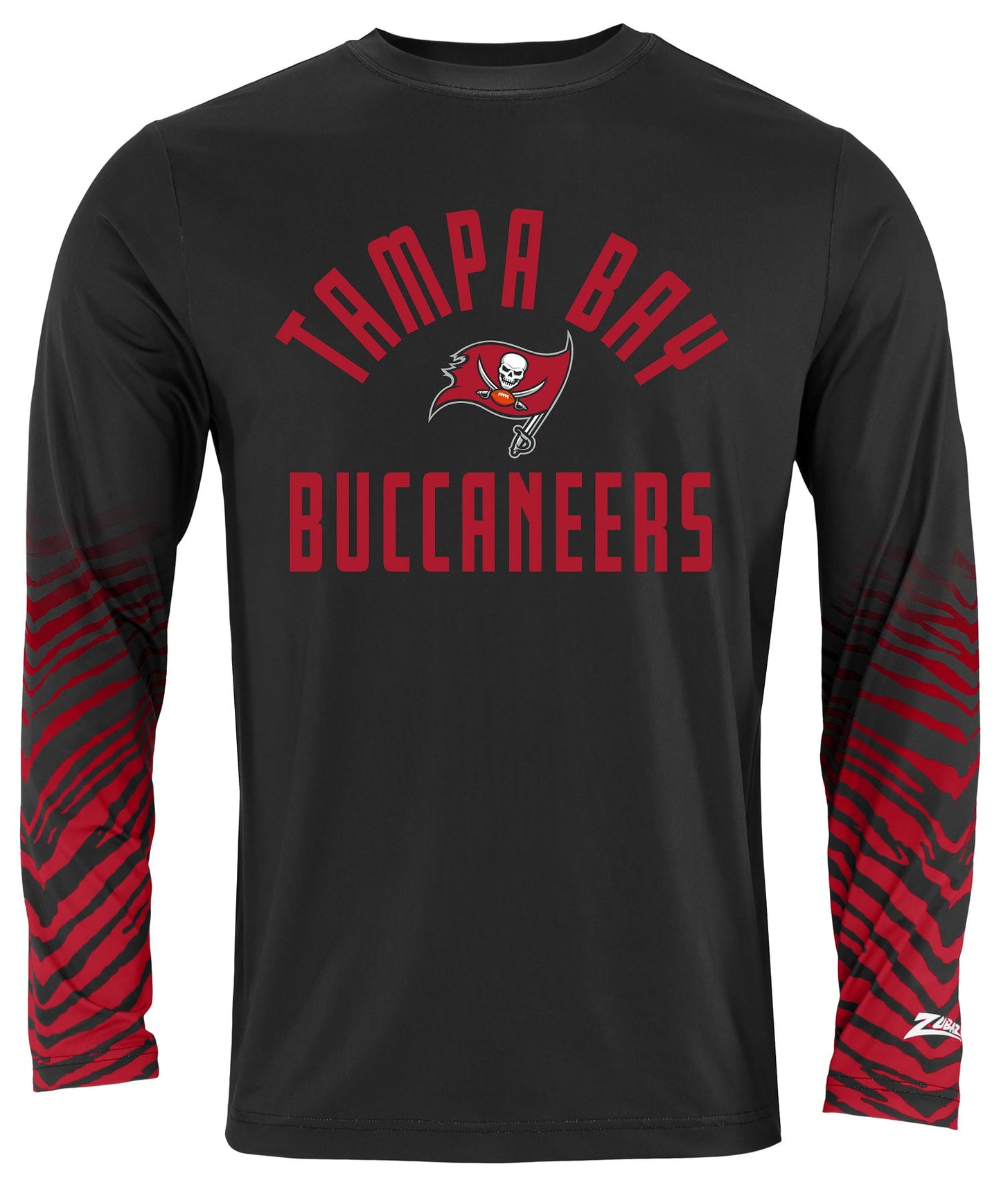 Zubaz NFL Men's Team Color Zebra Fade Sleeves Long Sleeve T-Shirt, Tampa Bay Buccaneers