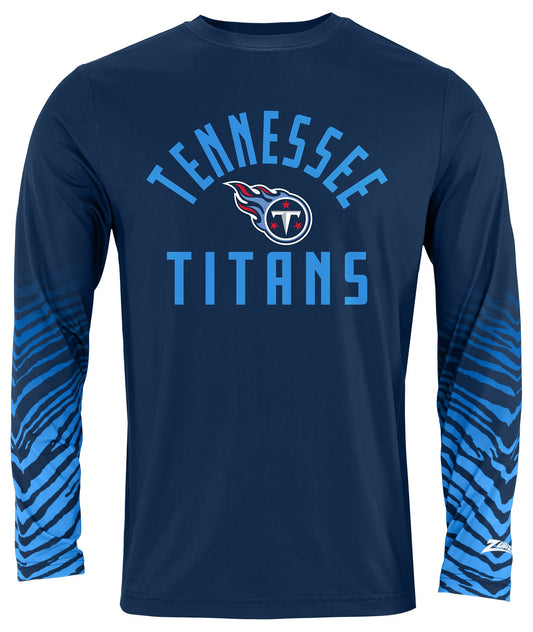 Zubaz NFL Men's Team Color Zebra Fade Sleeves Long Sleeve T-Shirt, Tennessee Titans