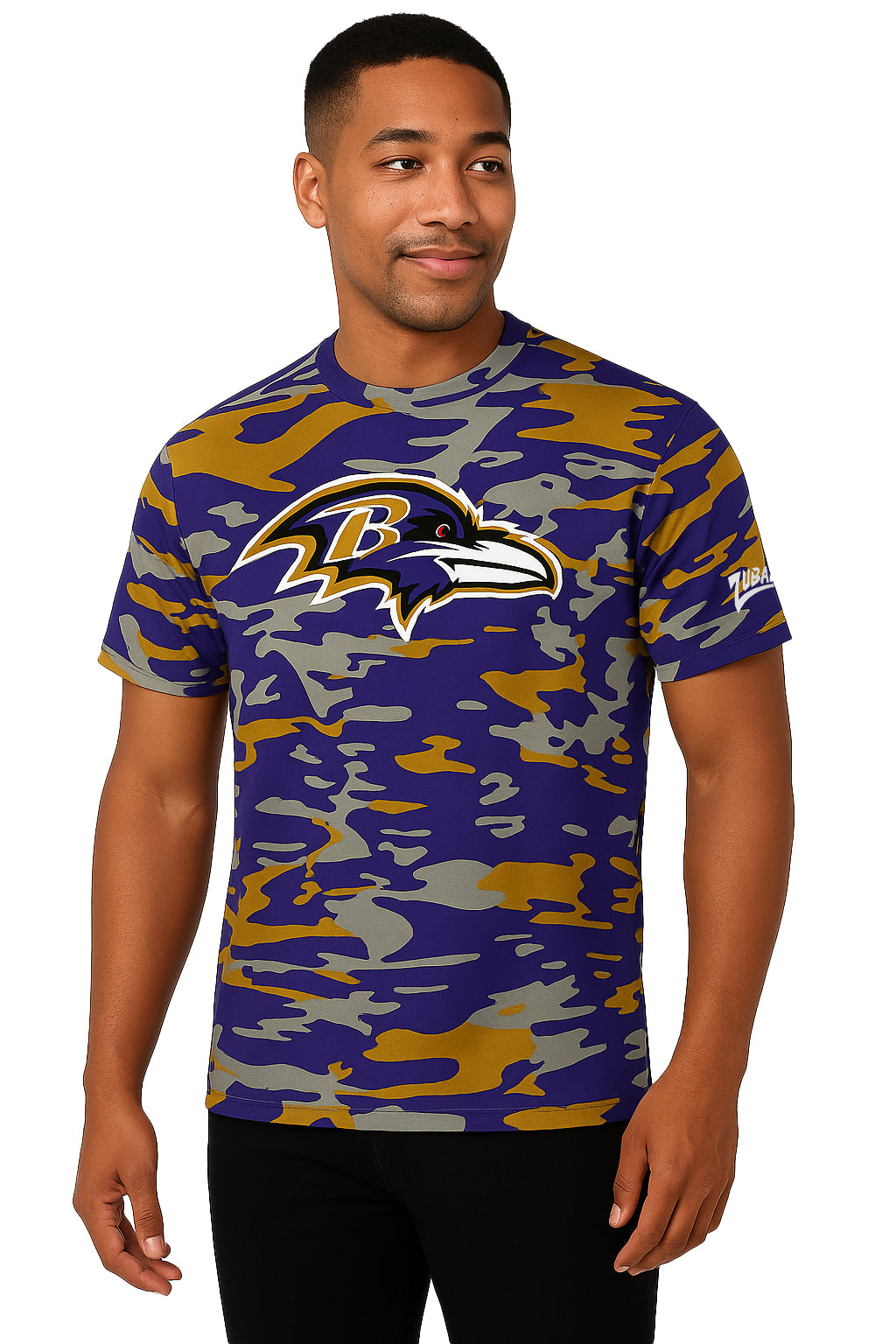 Zubaz NFL Men's Camo Alternate Color Short Sleeve T-Shirt, Baltimore Ravens
