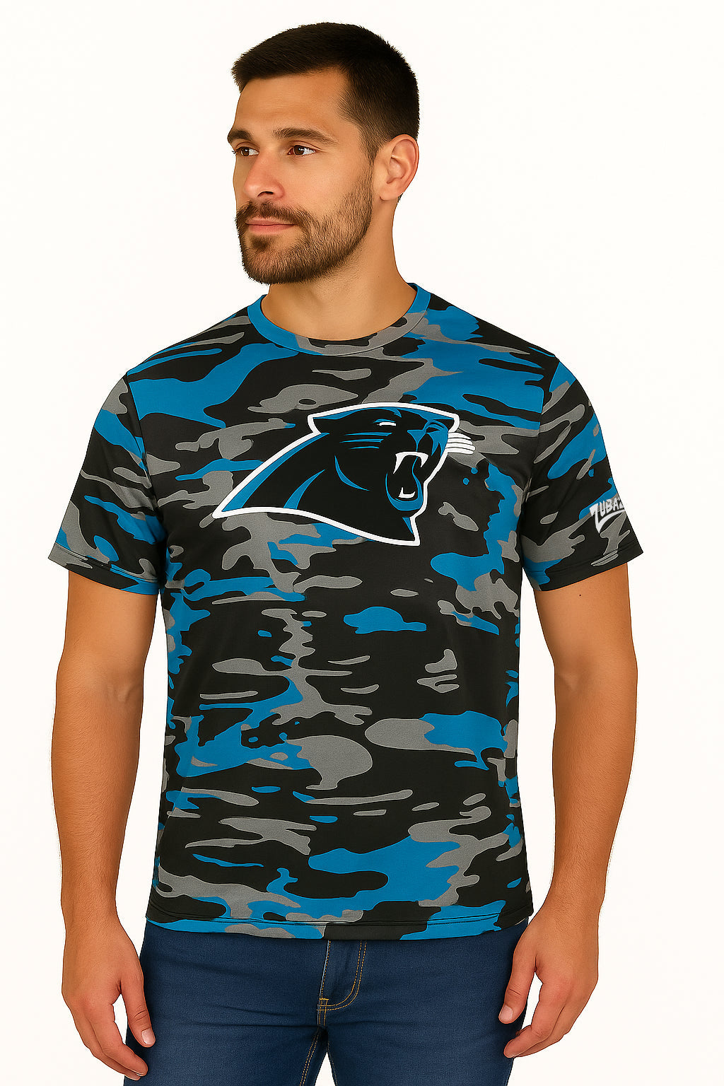 Zubaz NFL Men's Camo Alternate Color Short Sleeve T-Shirt, Carolina Panthers