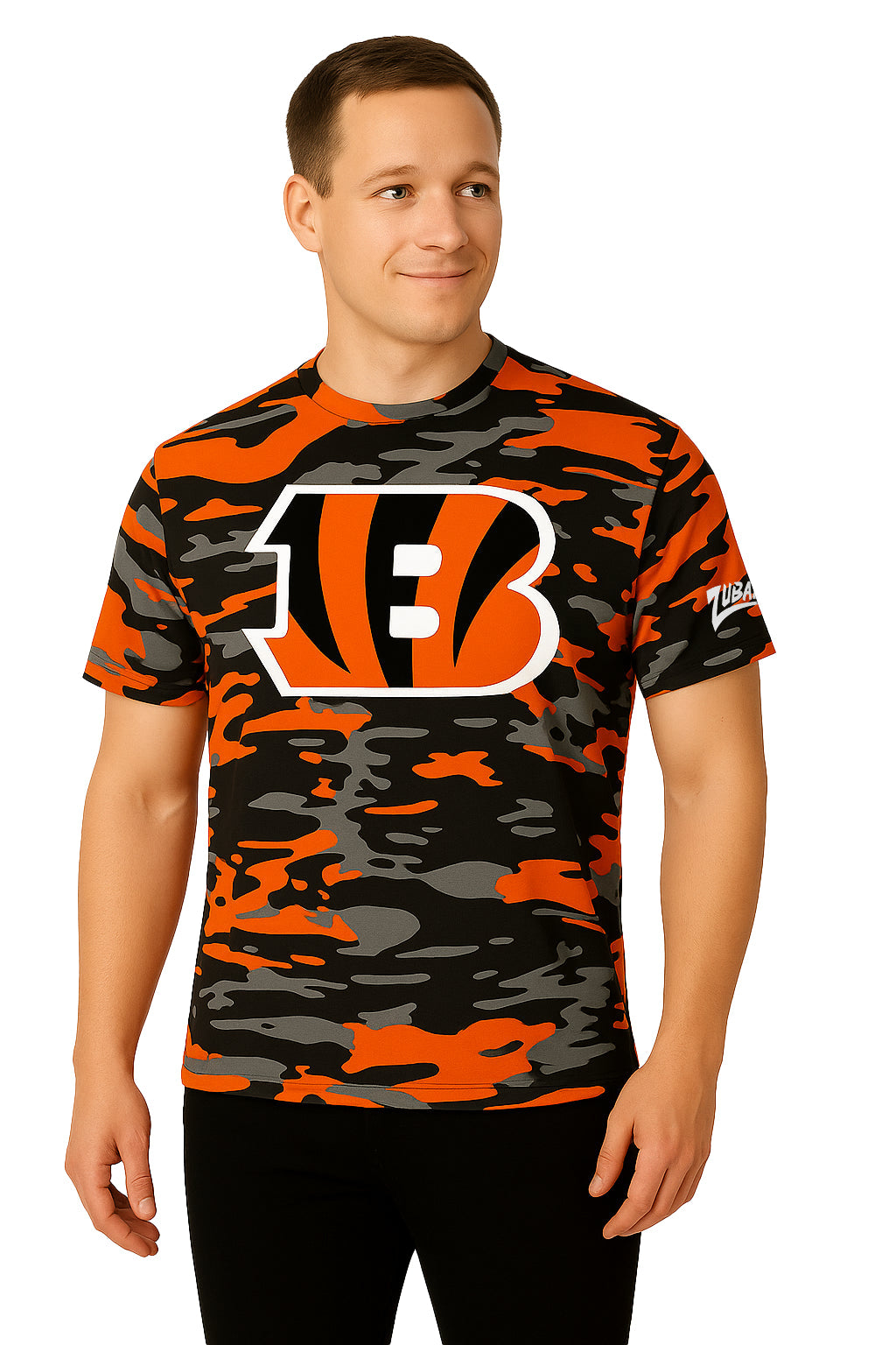 Zubaz NFL Men's Camo Alternate Color Short Sleeve T-Shirt, Cincinnati Bengals