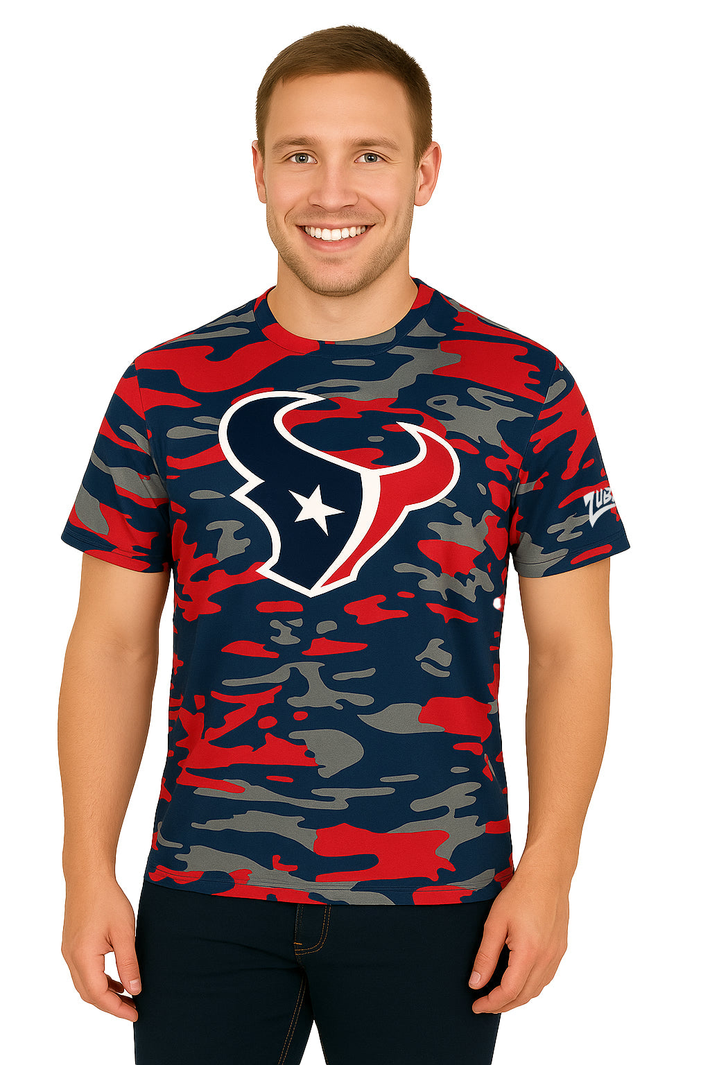 Zubaz NFL Men's Camo Alternate Color Short Sleeve T-Shirt, Houston Texans