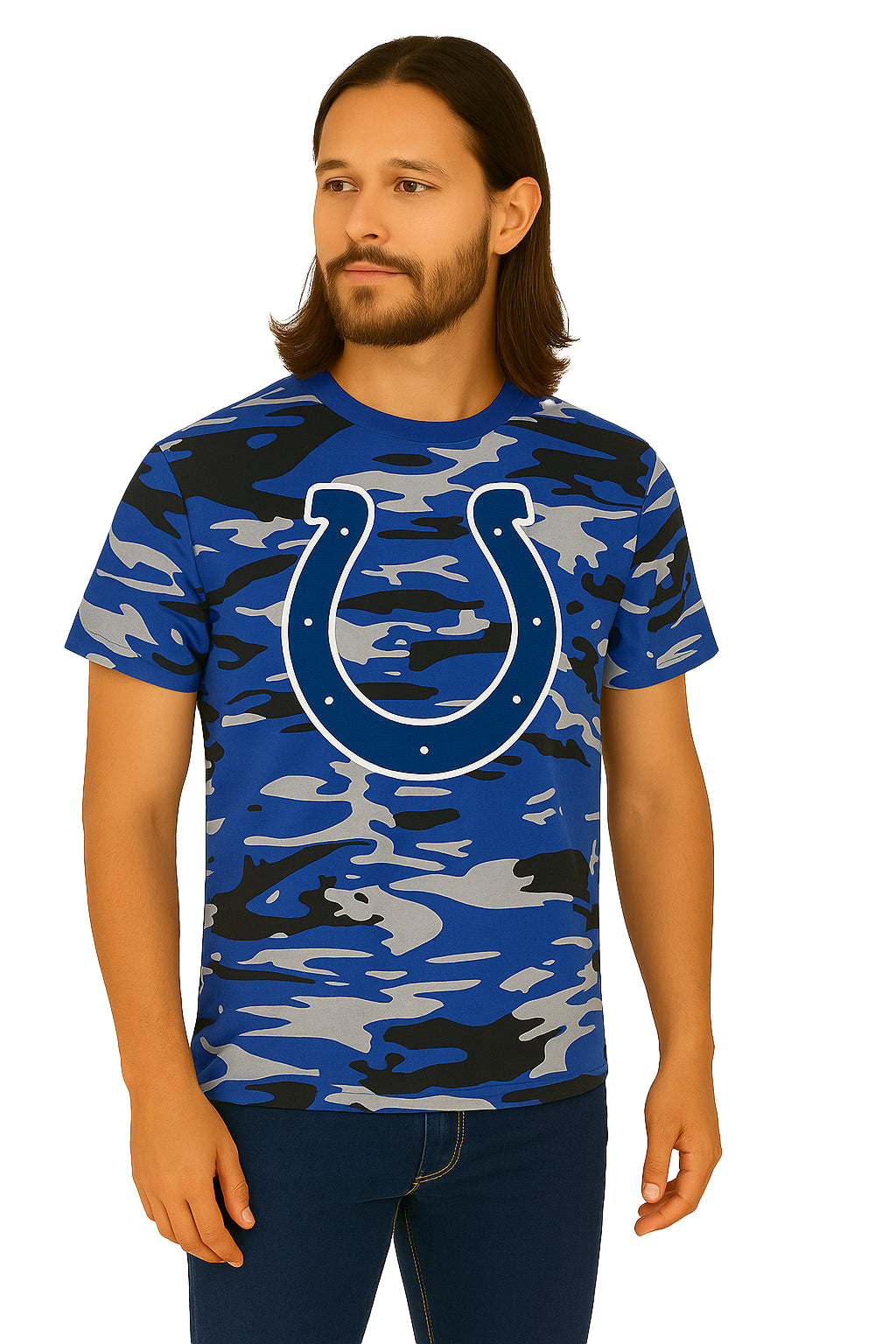 Zubaz NFL Men's Camo Alternate Color Short Sleeve T-Shirt, Indianapolis Colts