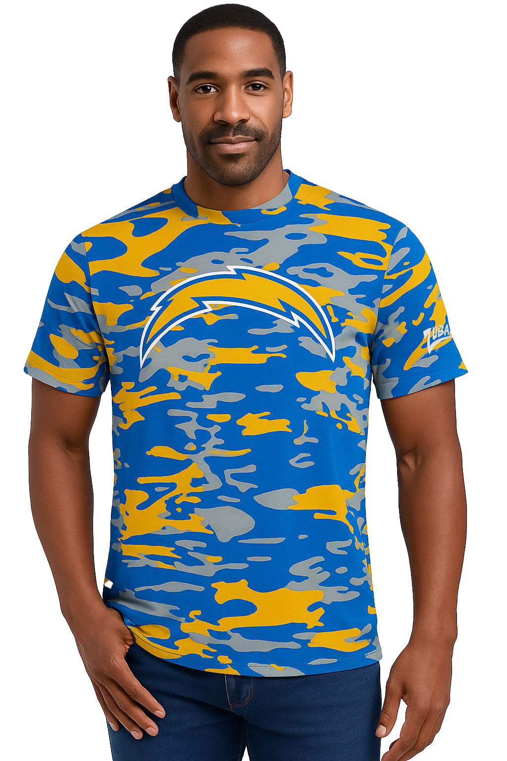 Zubaz NFL Men's Camo Alternate Color Short Sleeve T-Shirt, Los Angeles Chargers