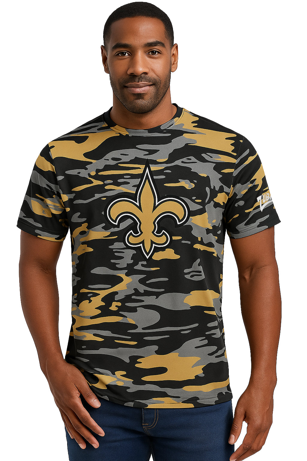 Zubaz NFL Men's Camo Alternate Color Short Sleeve T-Shirt, New Orleans Saints