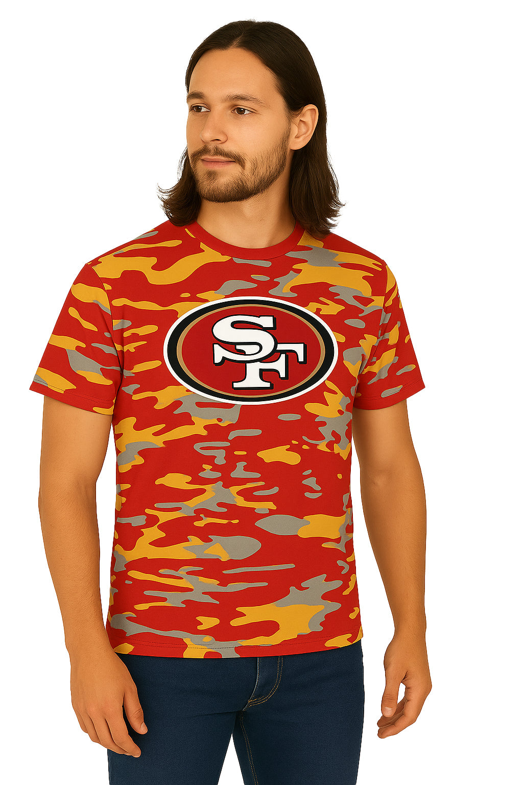 Zubaz NFL Men's Camo Alternate Color Short Sleeve T-Shirt, San Francisco 49ers