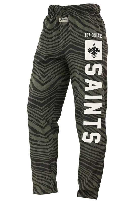 Zubaz NFL Adult Unisex Z88 Black Tonal Pants, New Orleans Saints