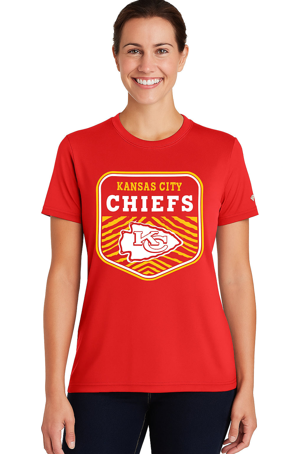 Zubaz NFL Women's Kicker Team Color Short Sleeve T-Shirt, Kansas City Chiefs