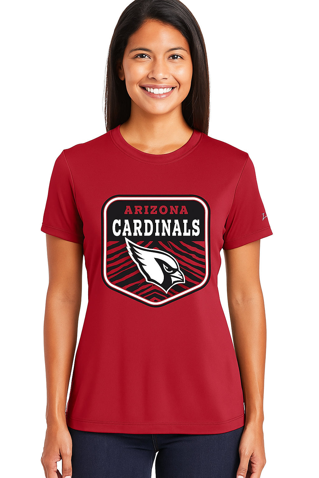 Zubaz NFL Women's Kicker Team Color Short Sleeve T-Shirt, Arizona Cardinals