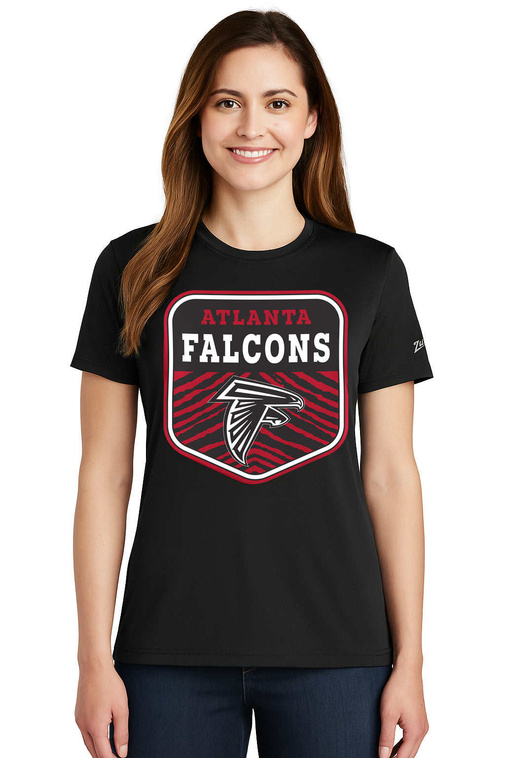 Zubaz NFL Women's Kicker Team Color Short Sleeve T-Shirt, Atlanta Falcons