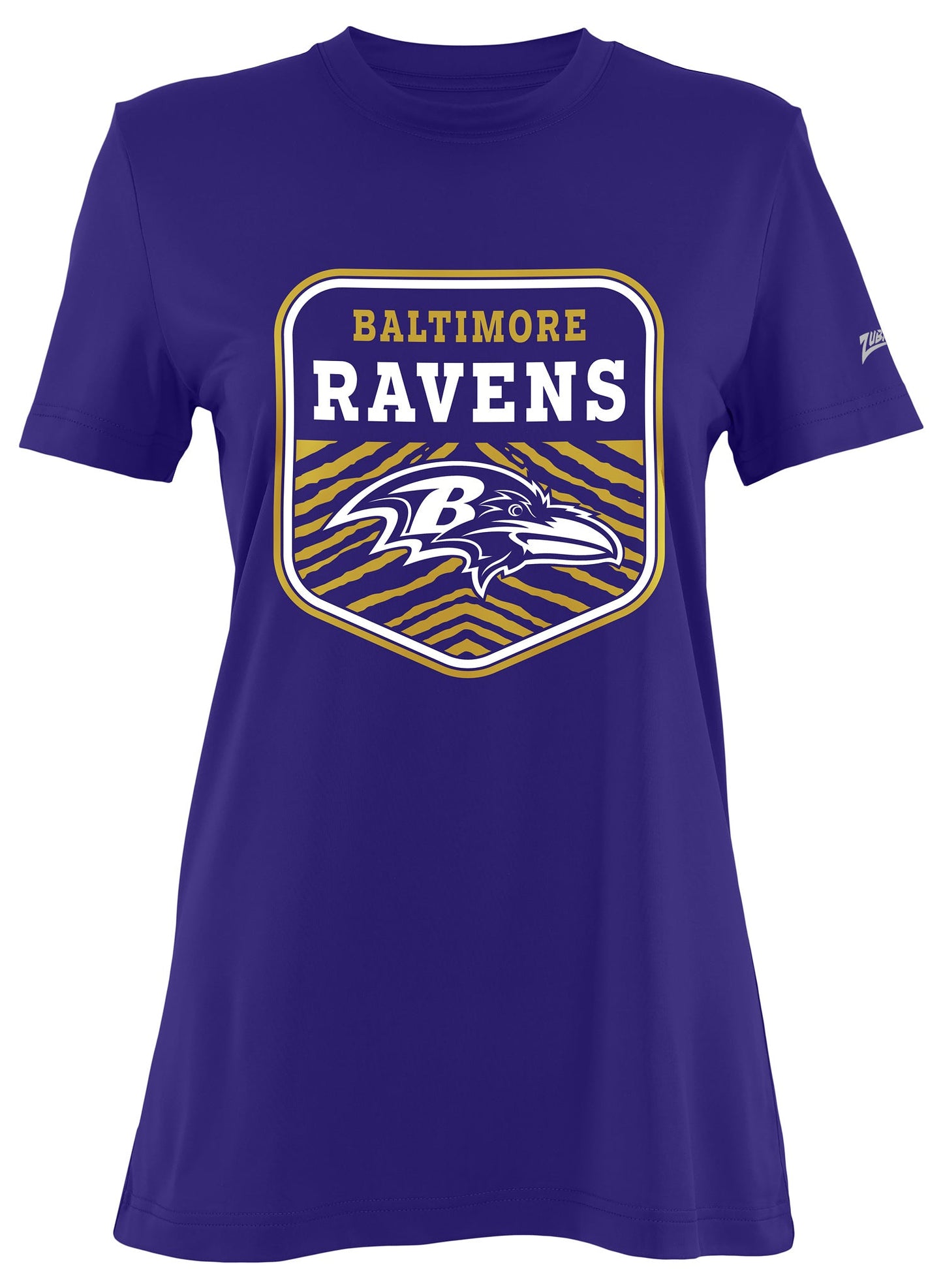 Zubaz NFL Women's Kicker Team Color Short Sleeve T-Shirt, Baltimore Ravens