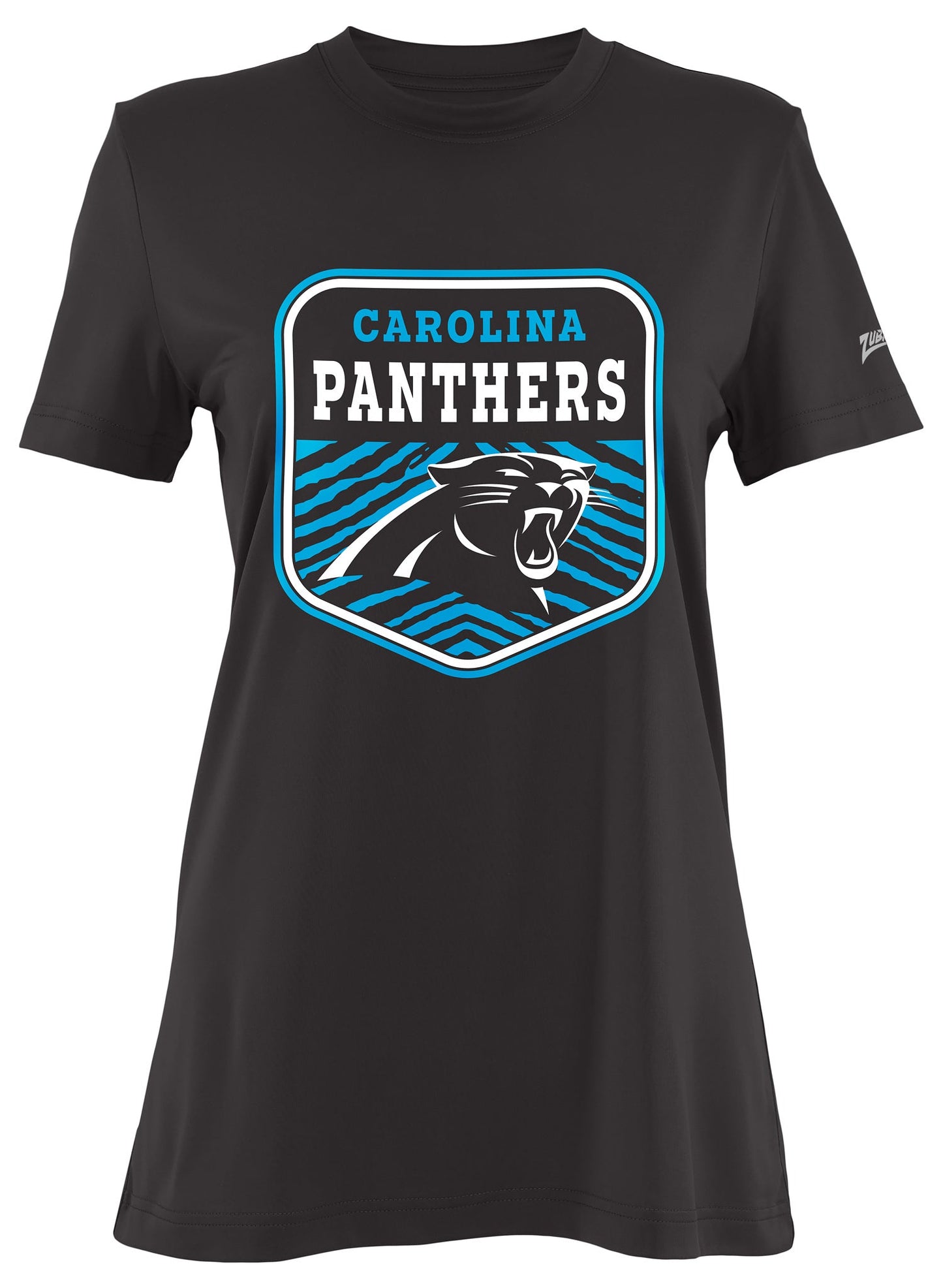 Zubaz NFL Women's Kicker Team Color Short Sleeve T-Shirt, Carolina Panthers